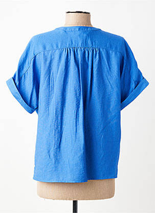 Blouse tissage crêpe manches courtes bleu JULIE GUERLANDE femme