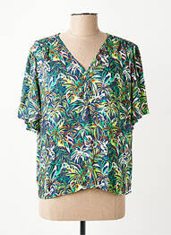 Blouse tissage popeline manches courtes vert JULIE GUERLANDE femme