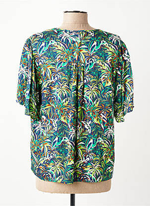 Blouse tissage popeline manches courtes vert JULIE GUERLANDE femme