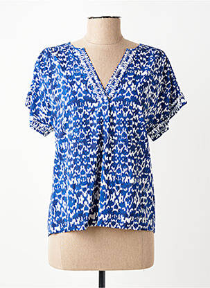 Blouse tissage popeline manches courtes bleu JULIE GUERLANDE femme