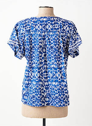 Blouse tissage popeline manches courtes bleu JULIE GUERLANDE femme