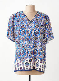 Blouse imprimé fantaisie manches courtes bleu JULIE GUERLANDE femme
