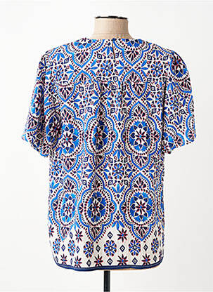 Blouse imprimé fantaisie manches courtes bleu JULIE GUERLANDE femme