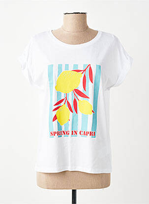 T-shirt sérigraphie manches courtes blanc JULIE GUERLANDE femme
