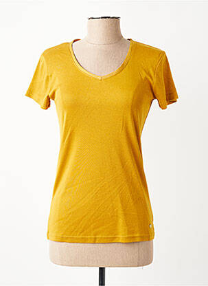 T-shirt col v manches courtes jaune C'EST BEAU LA VIE femme