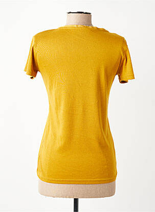 T-shirt col v manches courtes jaune C'EST BEAU LA VIE femme