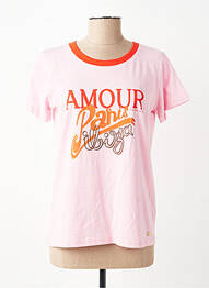 T-shirt sérigraphie manches courtes rose C'EST BEAU LA VIE femme