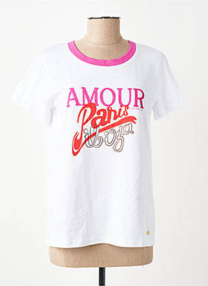 T-shirt sérigraphie manches courtes blanc C'EST BEAU LA VIE femme