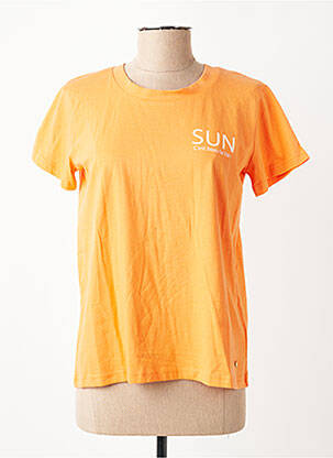 T-shirt sérigraphie manches courtes orange C'EST BEAU LA VIE femme