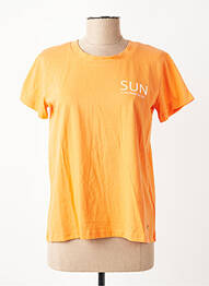 T-shirt sérigraphie manches courtes orange C'EST BEAU LA VIE femme