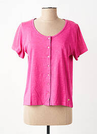 T-shirt stretch manches courtes rose C'EST BEAU LA VIE femme