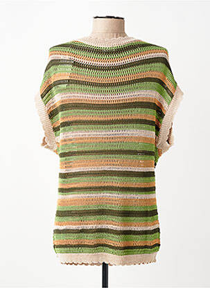 Pull maille ajourée manches courtes vert C'EST BEAU LA VIE femme