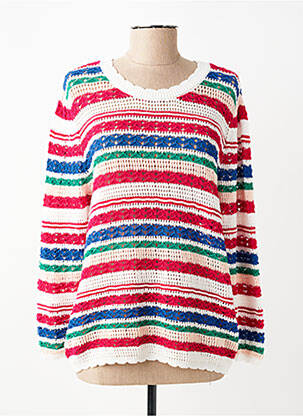 Pull maille ajourée manches longues rouge C'EST BEAU LA VIE femme