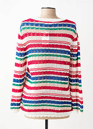 Pull maille ajourée manches longues rouge C'EST BEAU LA VIE femme