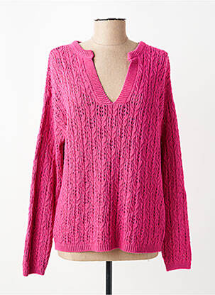 Pull maille ajourée manches longues rose JULIE GUERLANDE femme