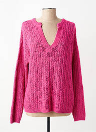 Pull maille ajourée manches longues rose JULIE GUERLANDE femme