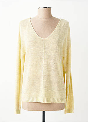 Pull maille ajourée manches longues jaune C'EST BEAU LA VIE femme