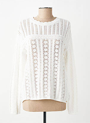 Pull maille ajourée manches longues blanc C'EST BEAU LA VIE femme