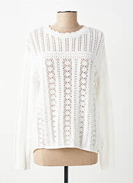 Pull maille ajourée manches longues blanc C'EST BEAU LA VIE femme