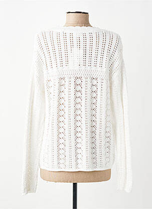 Pull maille ajourée manches longues blanc C'EST BEAU LA VIE femme