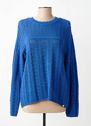 Pull maille ajourée manches longues bleu C'EST BEAU LA VIE femme