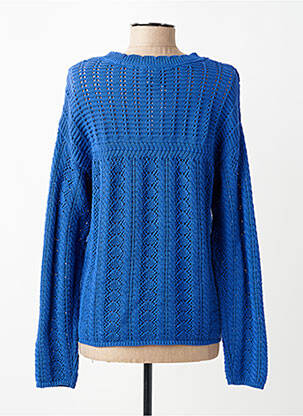 Pull maille ajourée manches longues bleu C'EST BEAU LA VIE femme