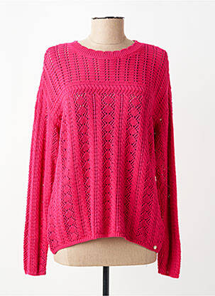 Pull maille ajourée manches longues rose C'EST BEAU LA VIE femme