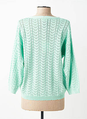 Pull maille ajourée manches 3/4 vert JULIE GUERLANDE femme