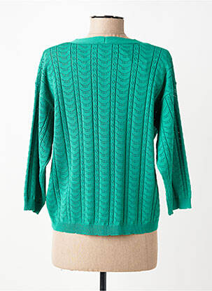 Pull maille ajourée manches 3/4 vert fonce JULIE GUERLANDE femme