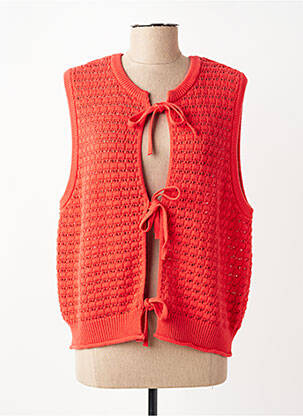 Gilet sans manche sans manche rouge C'EST BEAU LA VIE femme