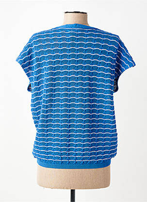 Pull maille ajourée manches courtes bleu JULIE GUERLANDE femme