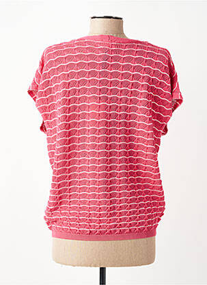 Pull maille ajourée manches courtes rose JULIE GUERLANDE femme