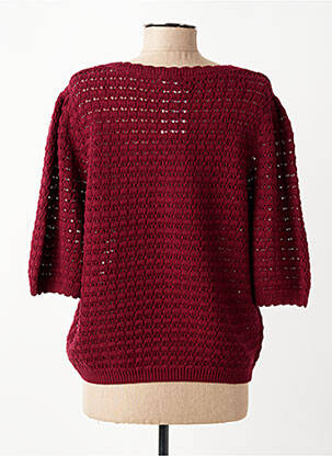 Pull maille ajourée manches 3/4 rouge C'EST BEAU LA VIE femme