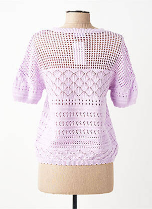 Pull maille ajourée manches courtes violet C'EST BEAU LA VIE femme