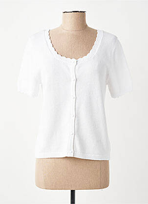 Gilet manches courtes fermeture boutonnée sur le devant blanc C'EST BEAU LA VIE femme