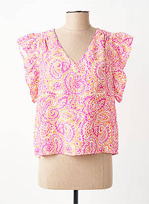 Blouse tissage crêpe manches courtes rose C'EST BEAU LA VIE femme