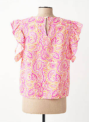Blouse tissage crêpe manches courtes rose C'EST BEAU LA VIE femme