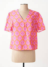 Blouse imprimé fantaisie manches 3/4 orange C'EST BEAU LA VIE femme