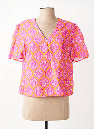 Blouse imprimé fantaisie manches 3/4 orange C'EST BEAU LA VIE femme
