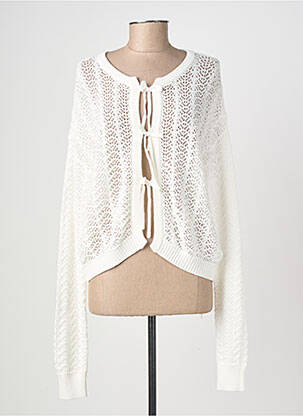 Gilet manches longues col rond blanc JULIE GUERLANDE femme
