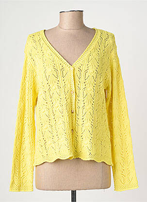 Gilet manches longues stretch jaune C'EST BEAU LA VIE femme