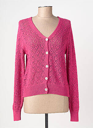 Gilet manches longues resserrée sur le bas rose JULIE GUERLANDE femme