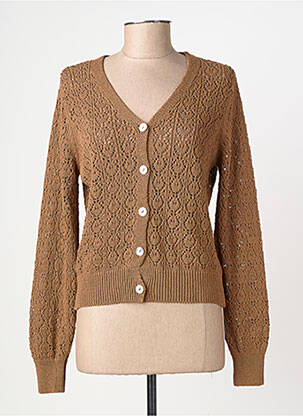 Gilet manches longues resserrée sur le bas marron JULIE GUERLANDE femme