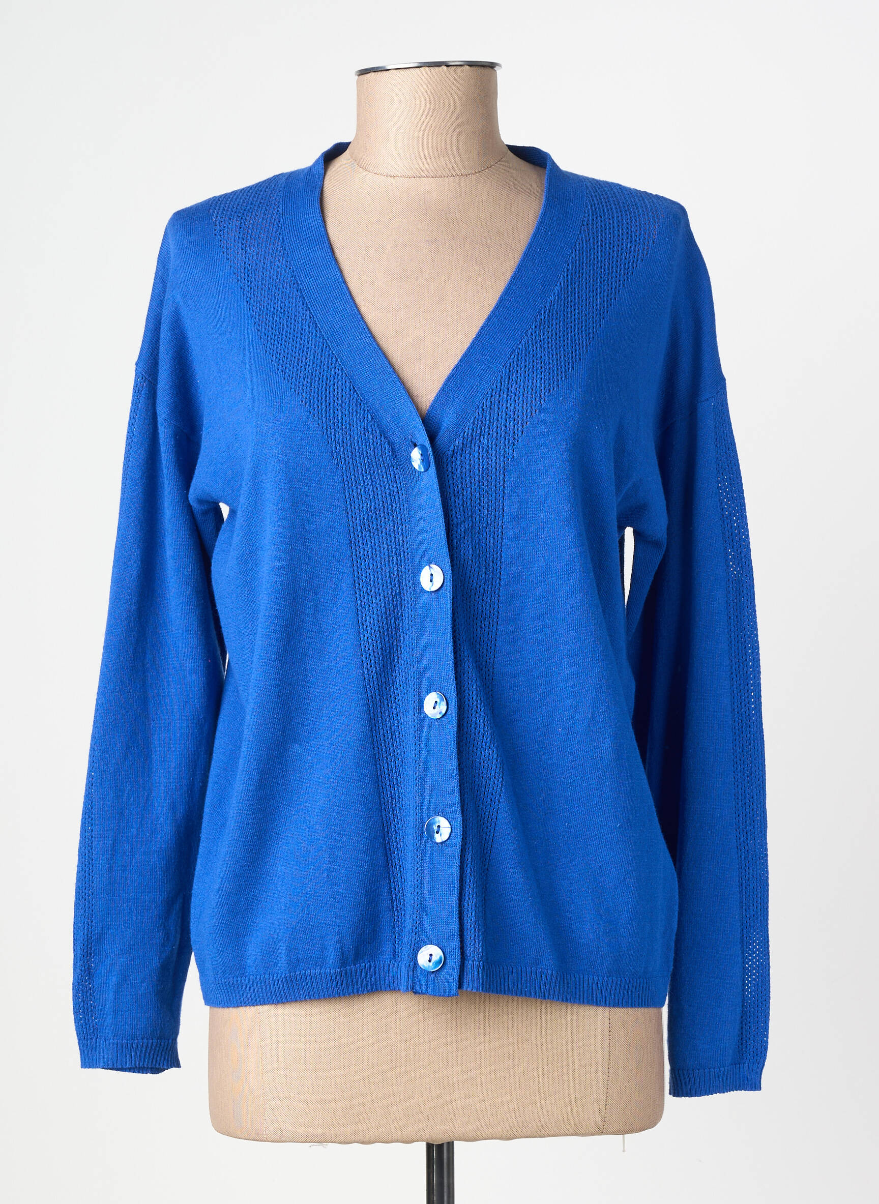 Gilet manches longues resserrée sur le bas bleu JULIE GUERLANDE femme
