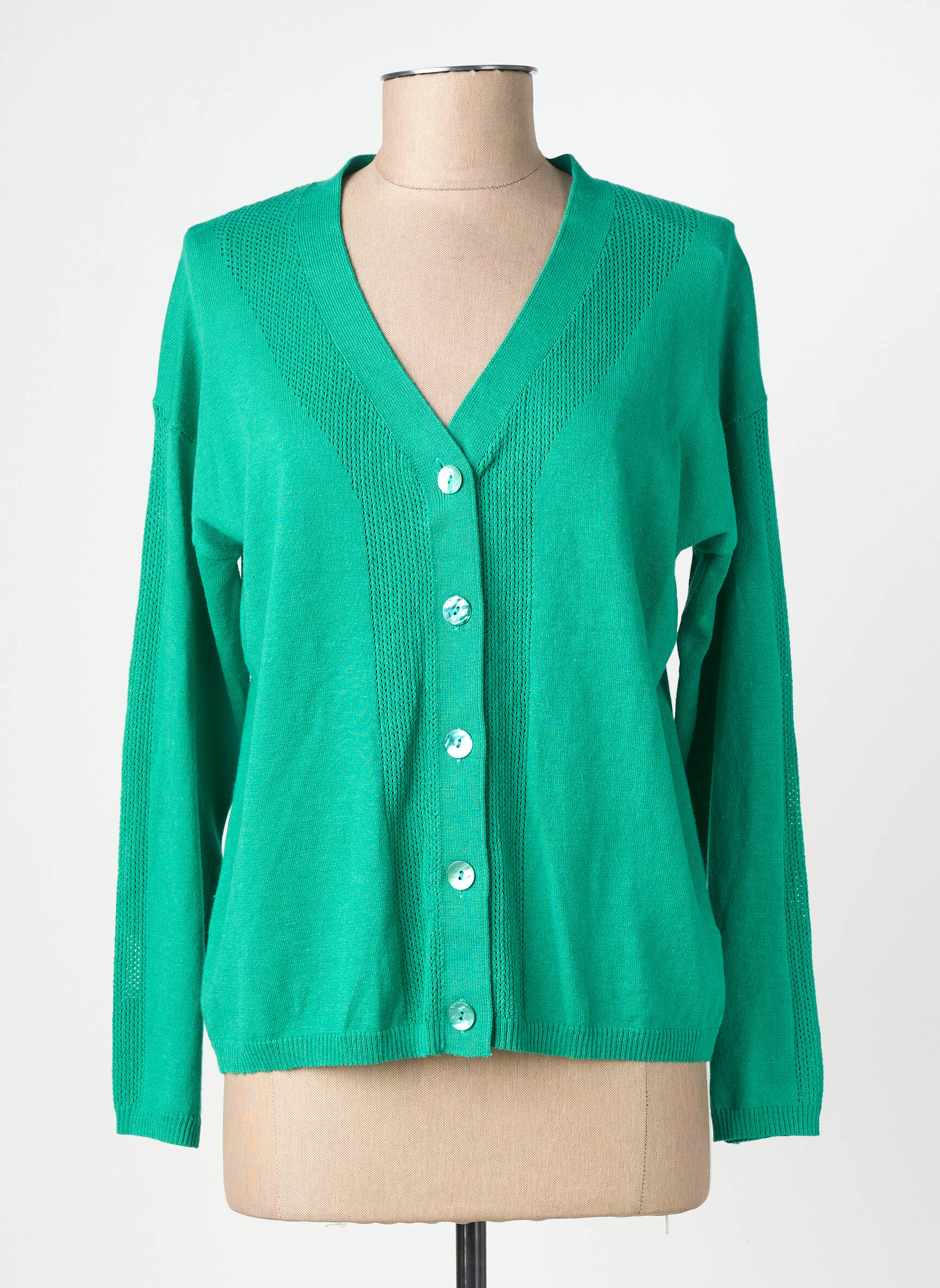 Gilet manches longues stretch vert JULIE GUERLANDE femme