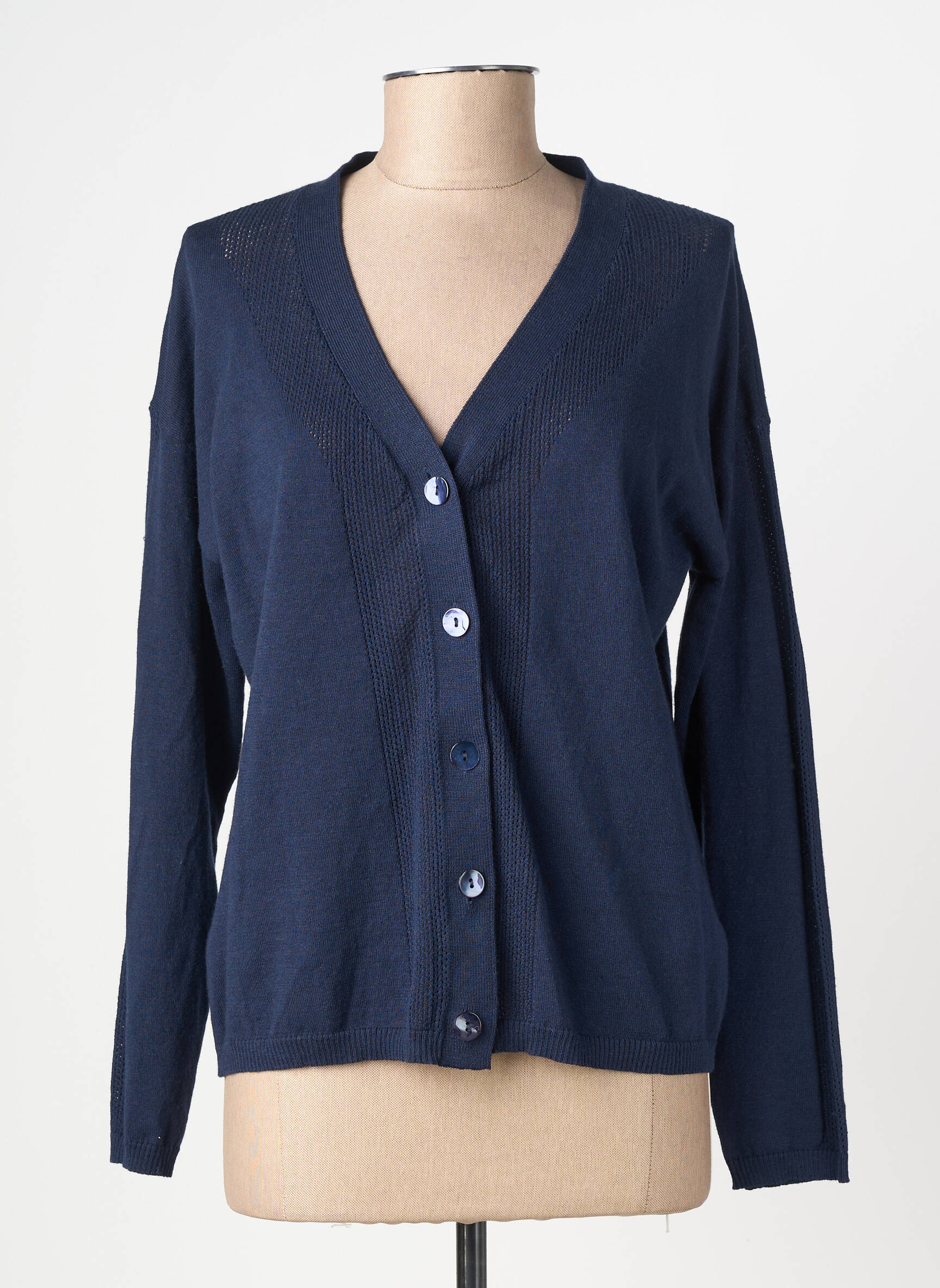 Gilet manches longues stretch bleu fonce JULIE GUERLANDE femme