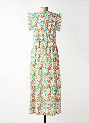 Robe longue manches courtes manches courtes vert C'EST BEAU LA VIE femme
