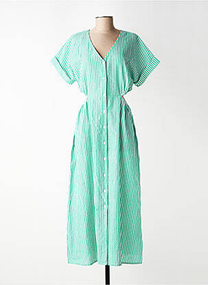 Robe longue manches courtes manches courtes vert C'EST BEAU LA VIE femme