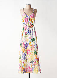 Robe longue imprimé fantaisie sans manche jaune JULIE GUERLANDE femme
