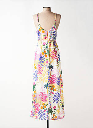Robe longue imprimé fantaisie sans manche jaune JULIE GUERLANDE femme